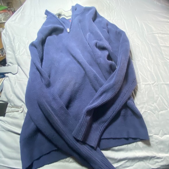 Izod Other - Izod Men's Blue Rib Knit Quarter Zip Sweater Size Large Cotton Blend Pullover